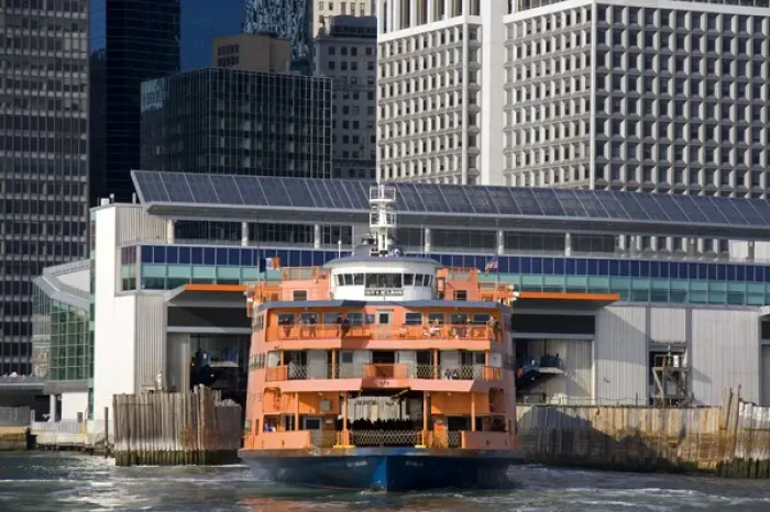 Framed Print : Staten Island Ferry docked near Battery Park, New York City, New York, USA