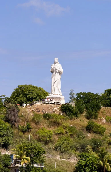 Statue of Christ statue overlooking ther city of Havana Cuba