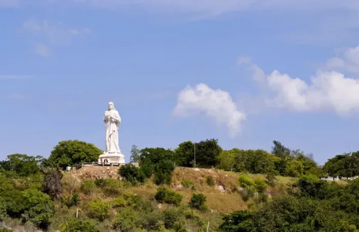Framed Print : Statue of Christ statue overlooking ther city of Havana Cuba Framed Print : Statue of Christ statue overlooking ther city of Havana Cuba
