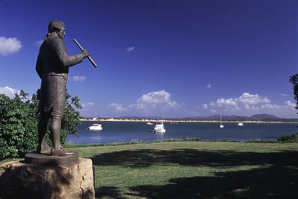 A statue on the Cooktown foreshore commemorates the visit by Captain Cook