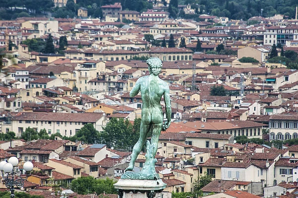 Statue of David overlooking Florence, italy