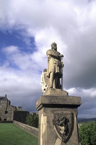 Statue of famous warrior King Robert the Bruce in 1314 at Stirling Castle in Stirling