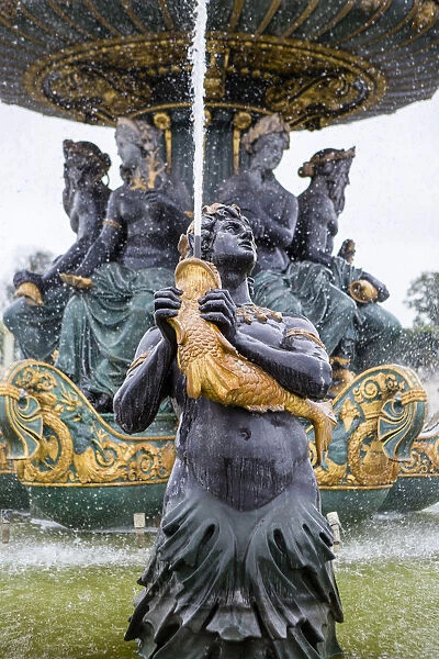 Statue in Fountain. Place de la Concorde. Paris