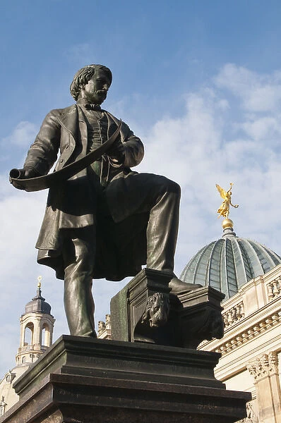 Statue with Glass dome on the Kunstverein building Dresden, Germany