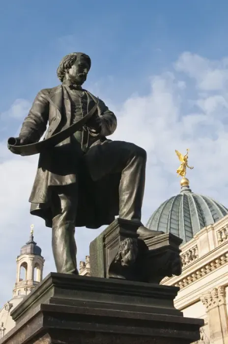 Framed Print : Statue with Glass dome on the Kunstverein building Dresden, Germany Framed Print : Statue with Glass dome on the Kunstverein building Dresden, Germany
