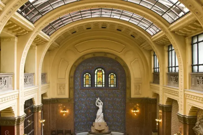 Framed Print : Statue inside The Gellert Hotel and Baths, known as the finest of Budapest bath houses