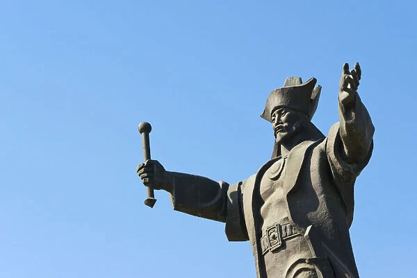 Statue of Kenesary Khan at the entrance to Turkestan, Kazakhstan