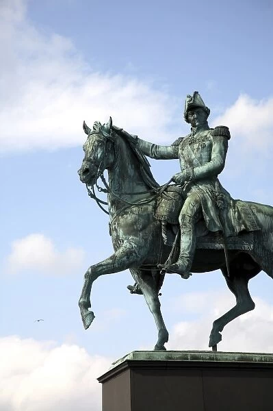The statue of King of Karl XIV Johan in Gamla Stan. Stockholm. Sweden