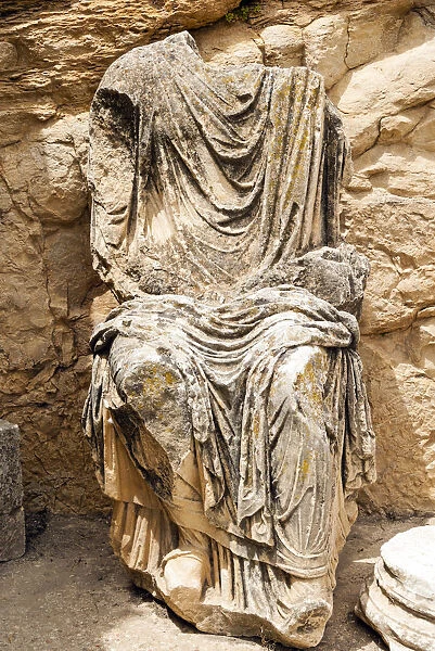 Statue of Marcus Aurelius, Roman ruins, Dougga Archaeological Site, UNESCO World Heritage Site