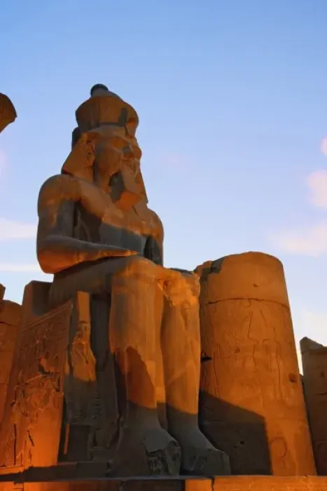 Framed Print : Statue of Ramses II at dusk, Luxor Temple located at modern day Luxor or ancient Thebes, Egypt