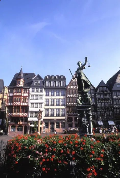 Framed Print : Statue in Romerberg Square in Frankfurt, Germany Framed Print : Statue in Romerberg Square in Frankfurt, Germany