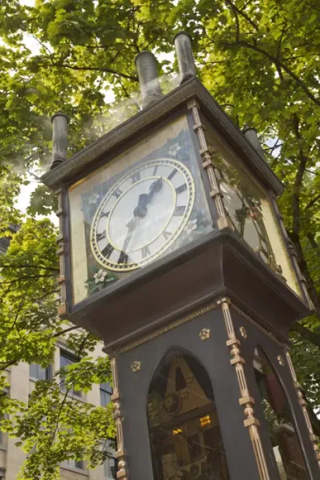 Framed Print : Steam powered clock in the Gastown neighborhood, Vancouver, British Columbia, Canada