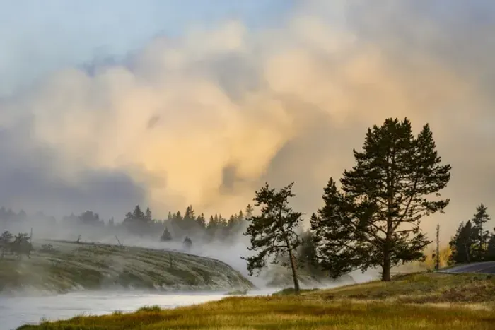 Framed Print : Steaming mist at sunrise along Firehole River, Yellowstone National Park, Wyoming / Montana Framed Print : Steaming mist at sunrise along Firehole River, Yellowstone National Park, Wyoming / Montana