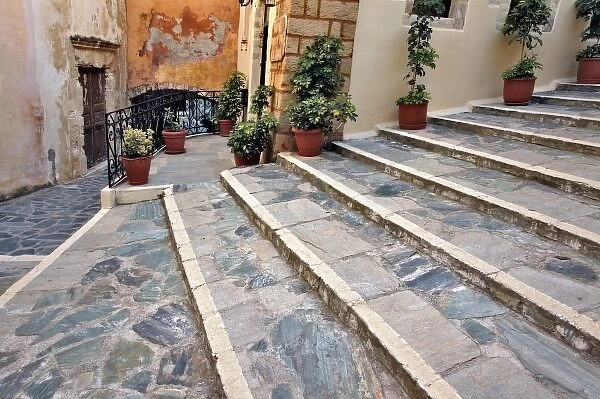 Steps and alleyway, Chania, Crete, Greece