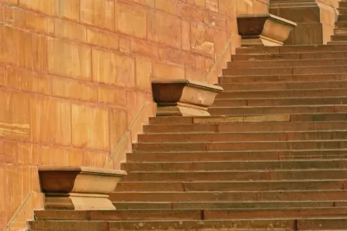 Framed Print : Steps, Central Secretariat (Kendriya Sachivalaya) on Raisina Hill, New Delhi, India