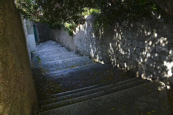 Steps going uphill, Dubrovnik, Croatia