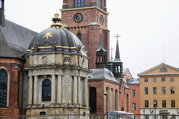 Stockholm, Sweden - Cropped image of an old world church. Horizontal shot