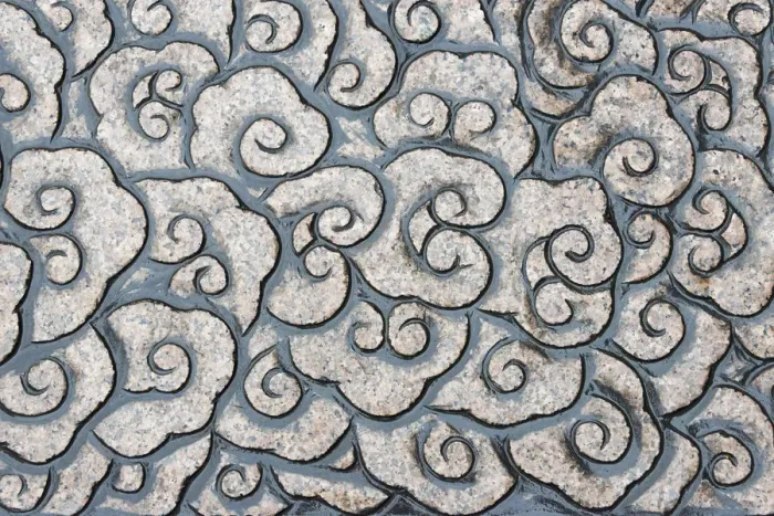 Framed Print : Stone carving of cloud pattern, Shanghai, China