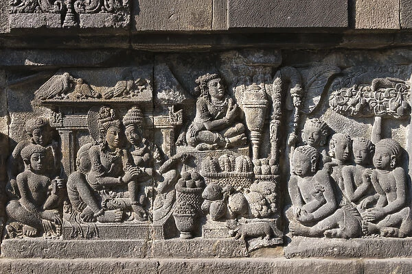 Stone carving at Prambanan Temple, UNESCO World Heritage site, Central Java, Indonesia