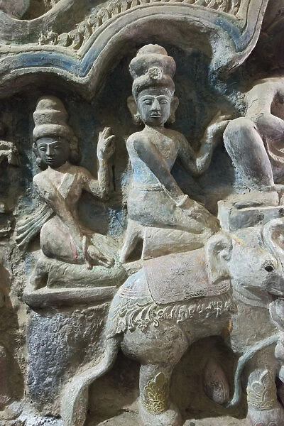 Stone carving in Shitthaung Temple, Mrauk-U, Rakhine State, Myanmar