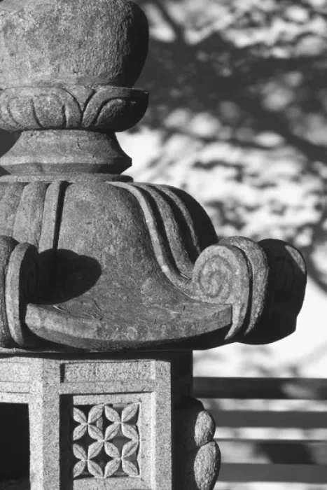 Framed Print : Stone lantern detail, Portland Japanese Garden, Oregon