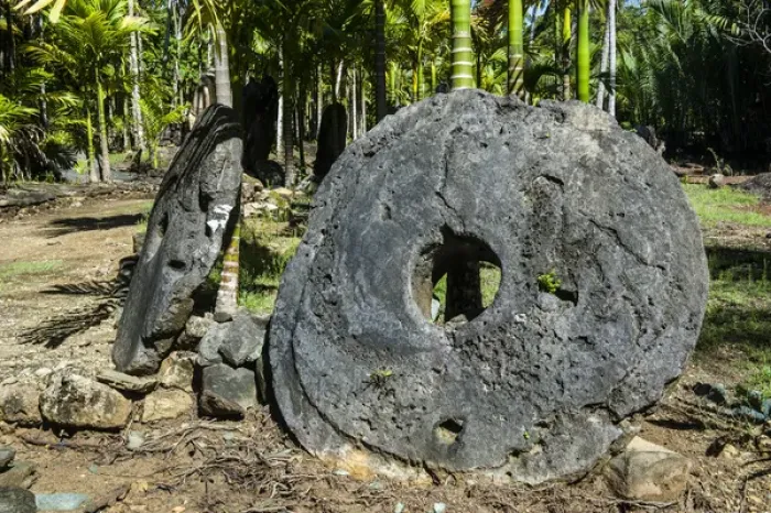 Framed Print : Stone money on the island of Yap, Micronesia