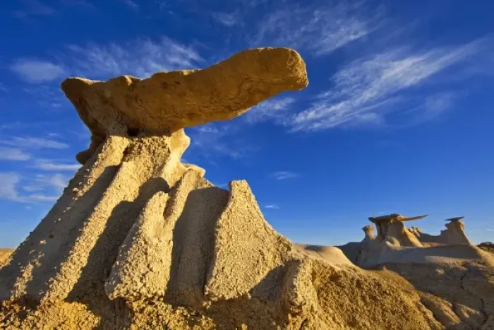 Framed Print : The Stone Wings badlands formations in the Bisti Wilderness in San Juan County, New Mexico