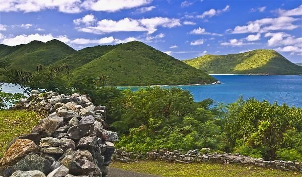 A stop at the Annaberg Sugar Mill, St. John U. S. Virgin Islands with a view of Leinster Bay
