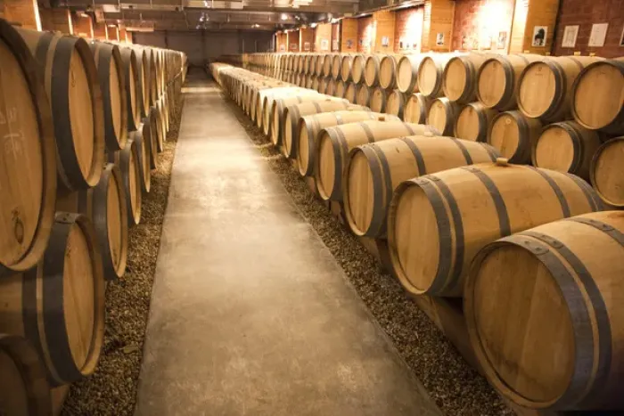 Framed Print : This is a storage area for wine harvested in the Haut-Medoc region of southwest France Framed Print : This is a storage area for wine harvested in the Haut-Medoc region of southwest France