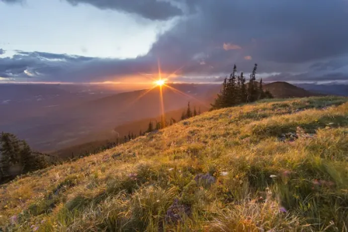 Framed Print : Stormy sunset over the Whitefish Range from Werner Peak in the Stillwater State Forest