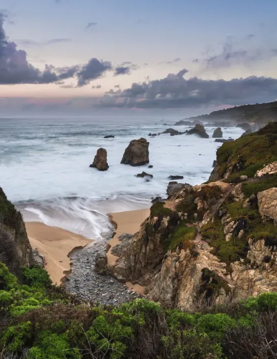 Framed Print : Stream flowing into the Pacific Ocean at Soberanes Point with the coastline in view Framed Print : Stream flowing into the Pacific Ocean at Soberanes Point with the coastline in view