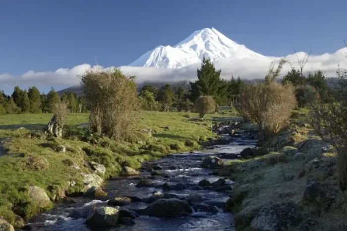 Framed Print : Stream and Mt Taranaki / Mt Egmont, Taranaki, North Island, New Zealand Framed Print : Stream and Mt Taranaki / Mt Egmont, Taranaki, North Island, New Zealand