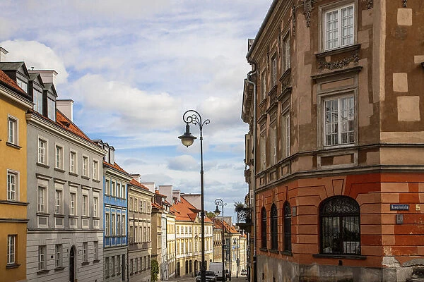 Street of homes is off the main square in Old Town Warsaw