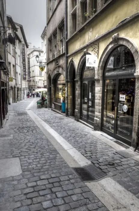 Framed Print : Street scene in old town Vieux Lyon, France (UNESCO World Heritage Site) Framed Print : Street scene in old town Vieux Lyon, France (UNESCO World Heritage Site)