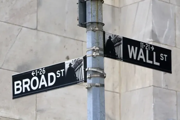 Framed Print : Street sign for Wall and Broad in New York City, New York, USA Framed Print : Street sign for Wall and Broad in New York City, New York, USA