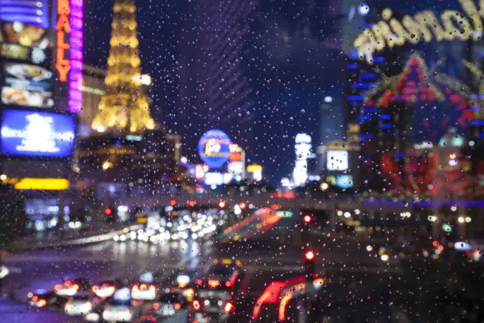 Framed Print : The Strip with Paris at Las Vegas main strip lights at night Framed Print : The Strip with Paris at Las Vegas main strip lights at night
