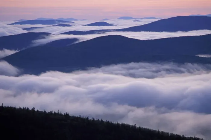 Framed Print : From Sugarloaf Mtn. Sunrise, undercast, fog. Nash Stream State Forest. Northern Forest Framed Print : From Sugarloaf Mtn. Sunrise, undercast, fog. Nash Stream State Forest. Northern Forest