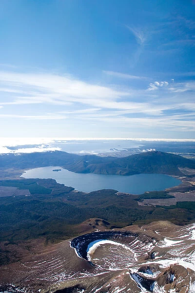 Sulphur Lagoon Crater on Mt Tongariro, Tongariro National Park, Lake Rotoaira, and Lake Taupo