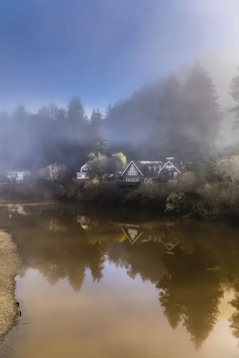 Framed Print : The sun breaking through the fog of a winter morning along the Russian River Framed Print : The sun breaking through the fog of a winter morning along the Russian River
