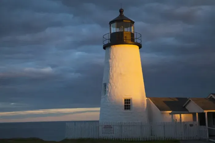 Framed Print : Sun breaks through the clouds at Pemaquid Point Lighthouse in New Harbor, Maine, USA Framed Print : Sun breaks through the clouds at Pemaquid Point Lighthouse in New Harbor, Maine, USA