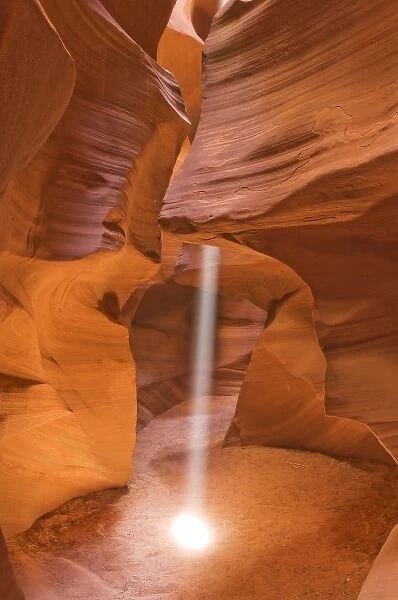 Sunbeam Illuminates Upper Antelope Canyon near Page, AZ, USA