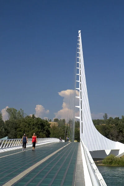 The Sundail Bridge at Turtle Bay spanning the Sacramento River in Redding, California