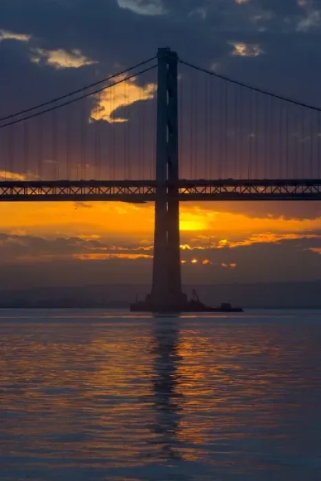 Framed Print : Sunrise and Bay Bridge from Pier 7 along the waterfront of San Francisco, California Framed Print : Sunrise and Bay Bridge from Pier 7 along the waterfront of San Francisco, California