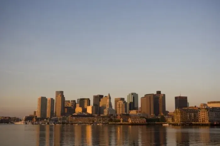 Framed Print : Sunrise on the Boston skyline from East Boston, Boston, Massachusetts Framed Print : Sunrise on the Boston skyline from East Boston, Boston, Massachusetts