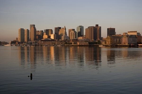Sunrise on the Boston skyline from East Boston, Boston, Massachusetts