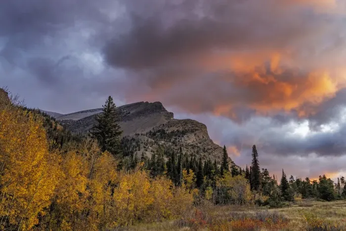 Framed Print : Sunrise clouds over Bear Mountain in Glacier National Park, Montana, USA