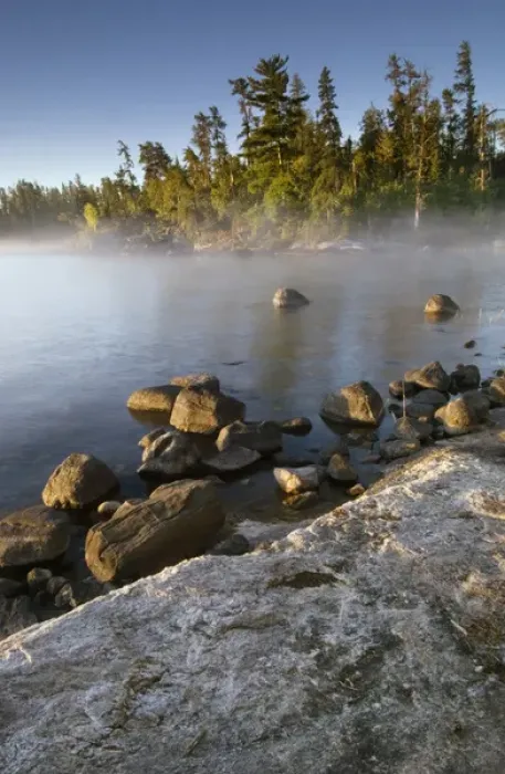 Framed Print : Sunrise through fog along the shore of Big Island, at Beaver Lodge Campsite, Rainy Lake Framed Print : Sunrise through fog along the shore of Big Island, at Beaver Lodge Campsite, Rainy Lake