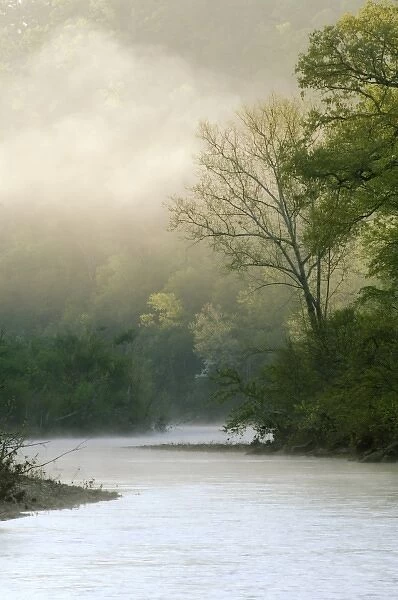 Sunrise through fog viewed from Red Bluff, Mile 102 on the Buffalo River, Buffalo National River