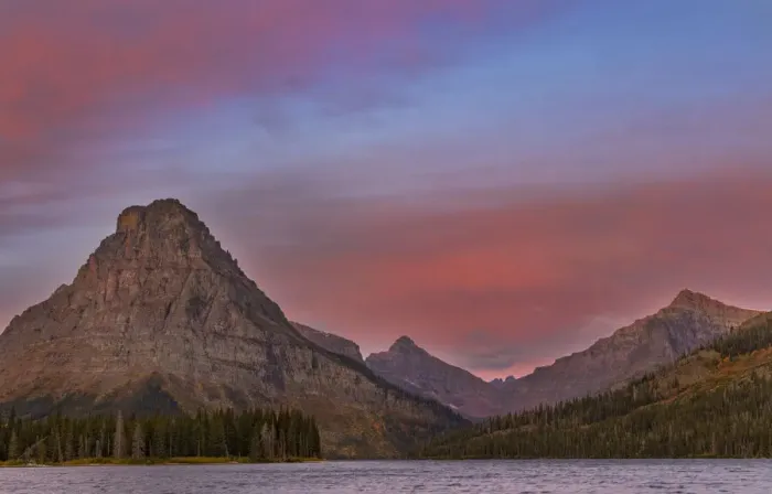 Framed Print : Sunrise on Two Medicine Lake in Glacier National Park, Montana, USA
