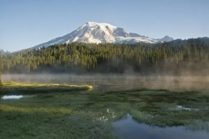Framed Print : Sunrise; Mount Rainier; Reflection Lake; Mount Rainier National Park; Washington; USA